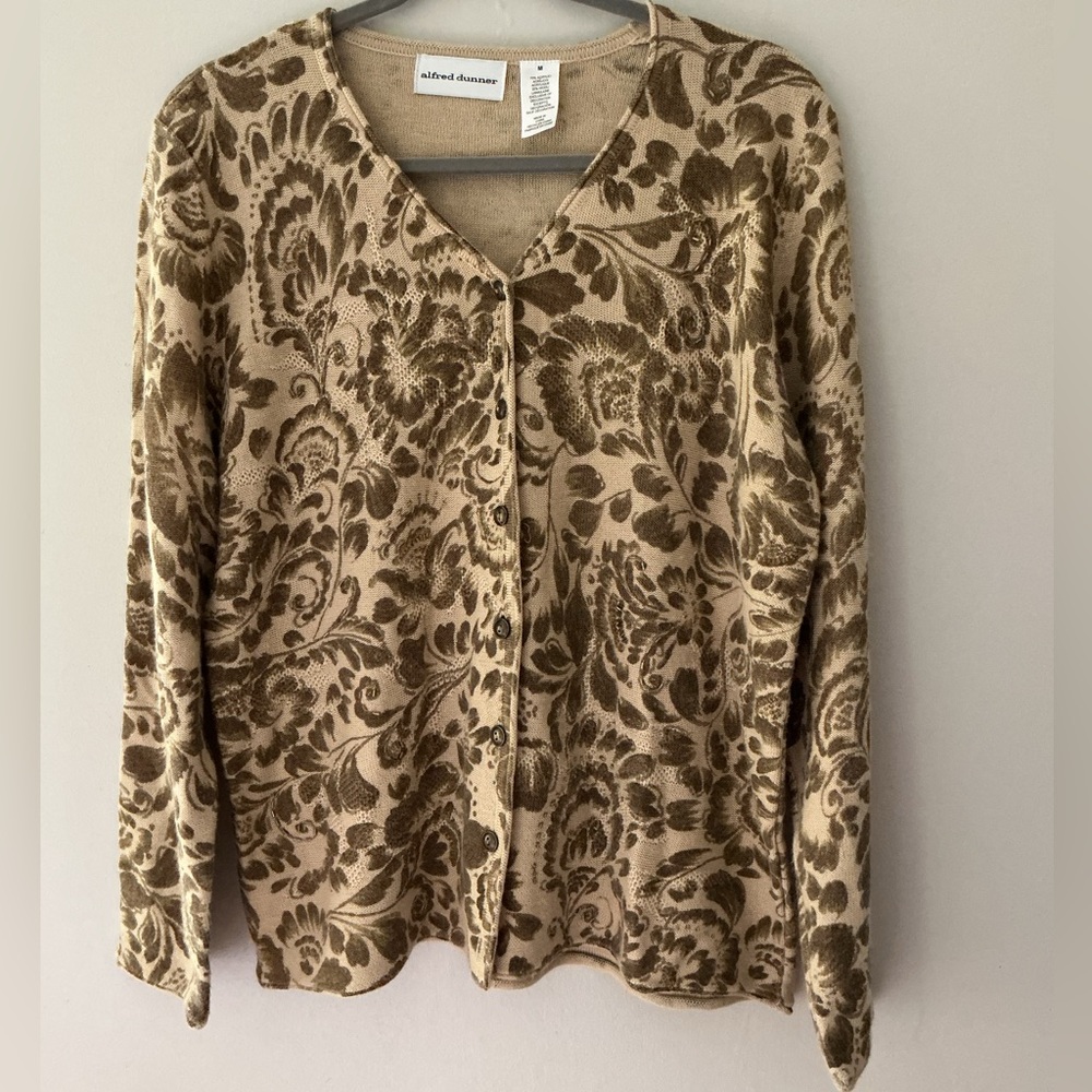Alfred Dunner floral patterned cardigan sweater